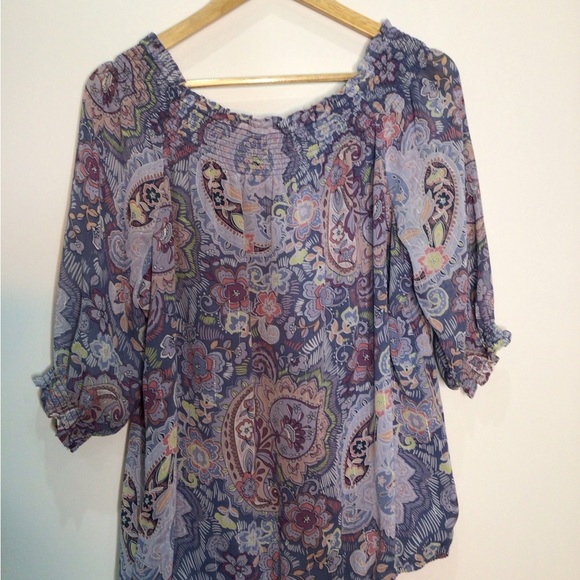 New York & Company Bohemian Floral Paisley Women's Top Size Large - Picture 3 of 6